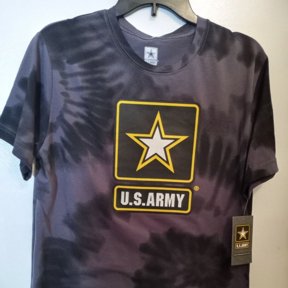 US Army Strong Emblem Design Mens BLK TIE DYE T-shirt STYLE GA3597006 MEDIUM NWT